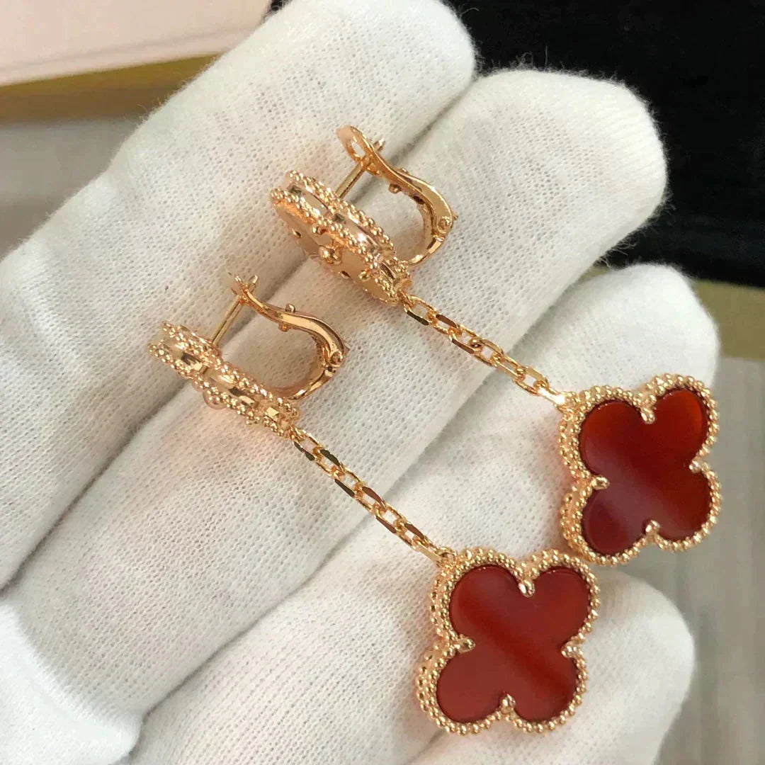 ¡®Veyra Jewelry¡¯CLOVER 2 MOTIF LASER CARNELIAN EARRINGS