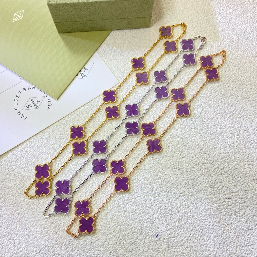 ¡®Veyra Jewelry¡¯CLOVER 10 MOTIFS PURPLE VIOLET NECKLACE