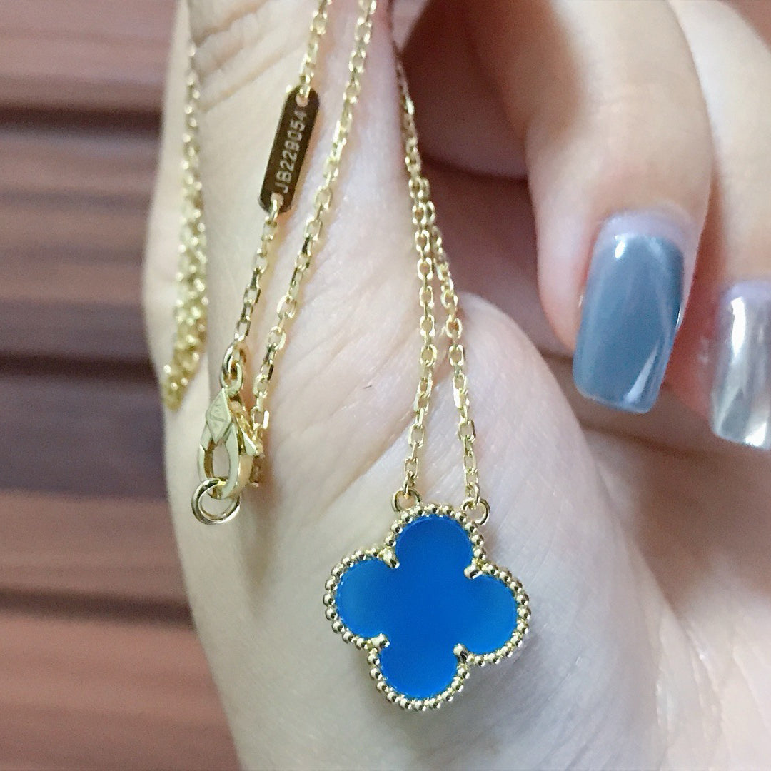 ¡®Veyra Jewelry¡¯CLOVER 15MM BLUE AGATE NECKLACE