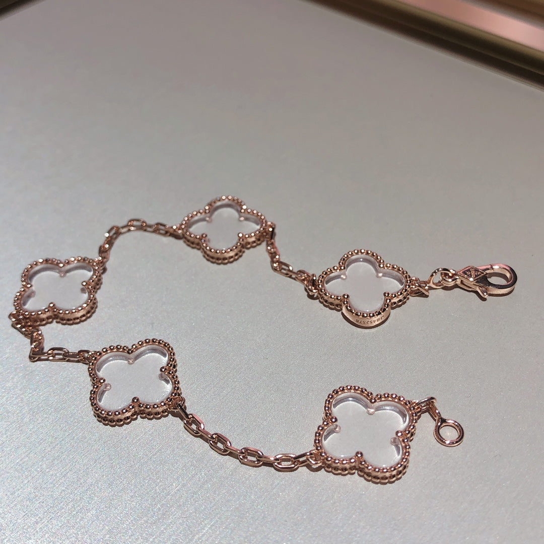 [Veyra Jewelry]New CLOVER 5 MOTIF ROCK CRYSTAL BRACELET