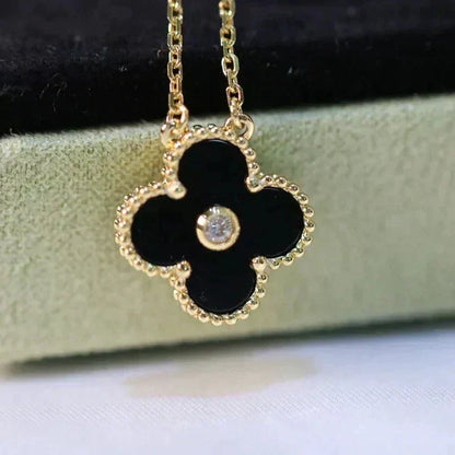 ¡®Veyra Jewelry¡¯CLOVER 15MM DIAMOND ONYX NECKLACE