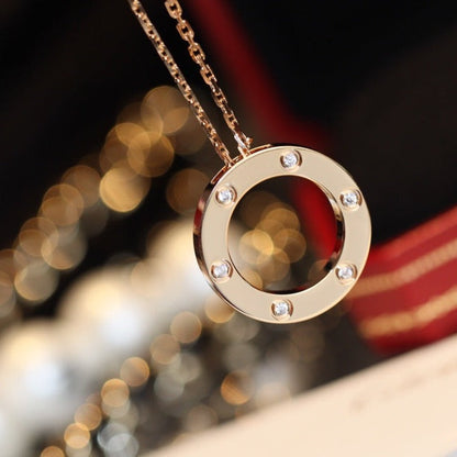 ¡®Veyra Jewelry¡¯LOVE NECKLACE 16MM 6 DIAMONDS PINK GOLD