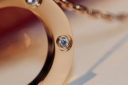 ¡®Veyra Jewelry¡¯LOVE NECKLACE 16MM 6 DIAMONDS PINK GOLD