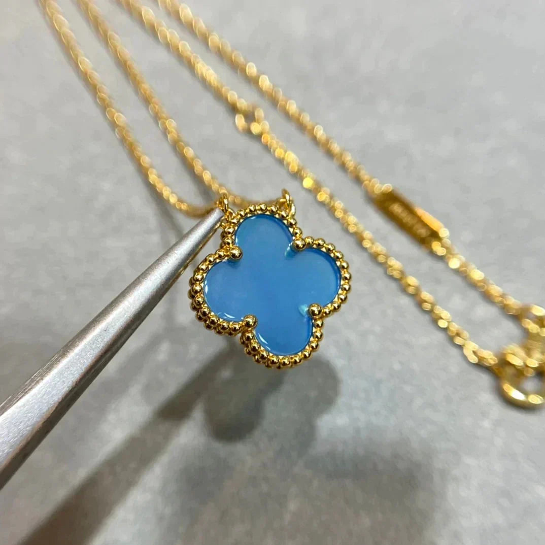 ¡®Veyra Jewelry¡¯CLOVER 15MM BLUE AGATE NECKLACE