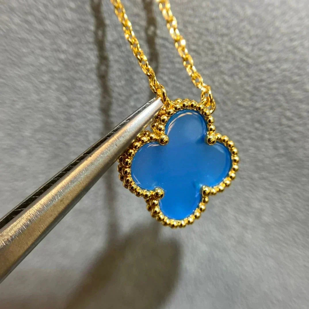 ¡®Veyra Jewelry¡¯CLOVER 15MM BLUE AGATE NECKLACE