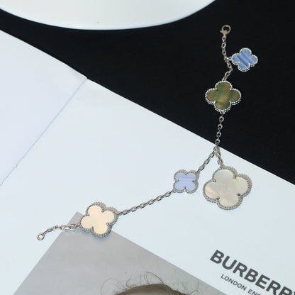 ¡®Veyra Jewelry¡¯CLOVER BRACELET 5 MOTIFS MOP CHALCEDONY SILVER