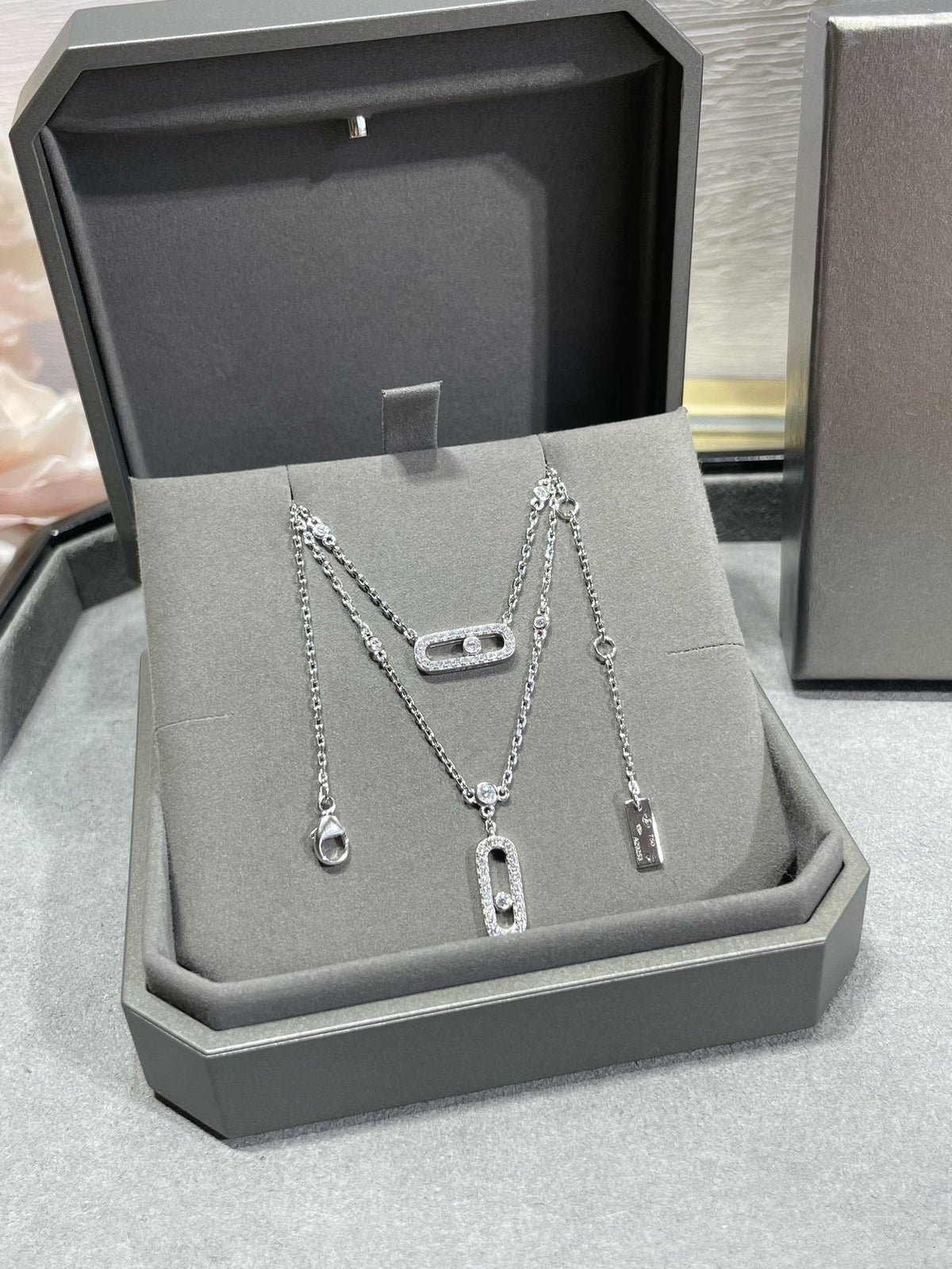 [Veyra Jewelry]MOVE 2 ROW DIAMOND NECKLACE