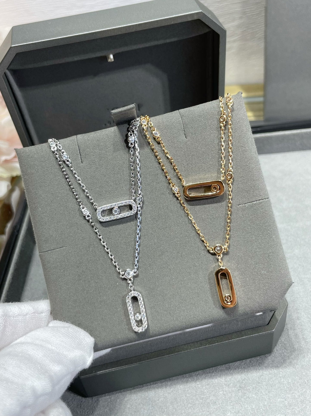 [Veyra Jewelry]MOVE 2 ROW DIAMOND NECKLACE