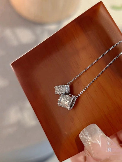 ¡®Veyra Jewelry¡¯PERLEE DOUBLE PENDANT SILVER DIAMOND NECKLACE