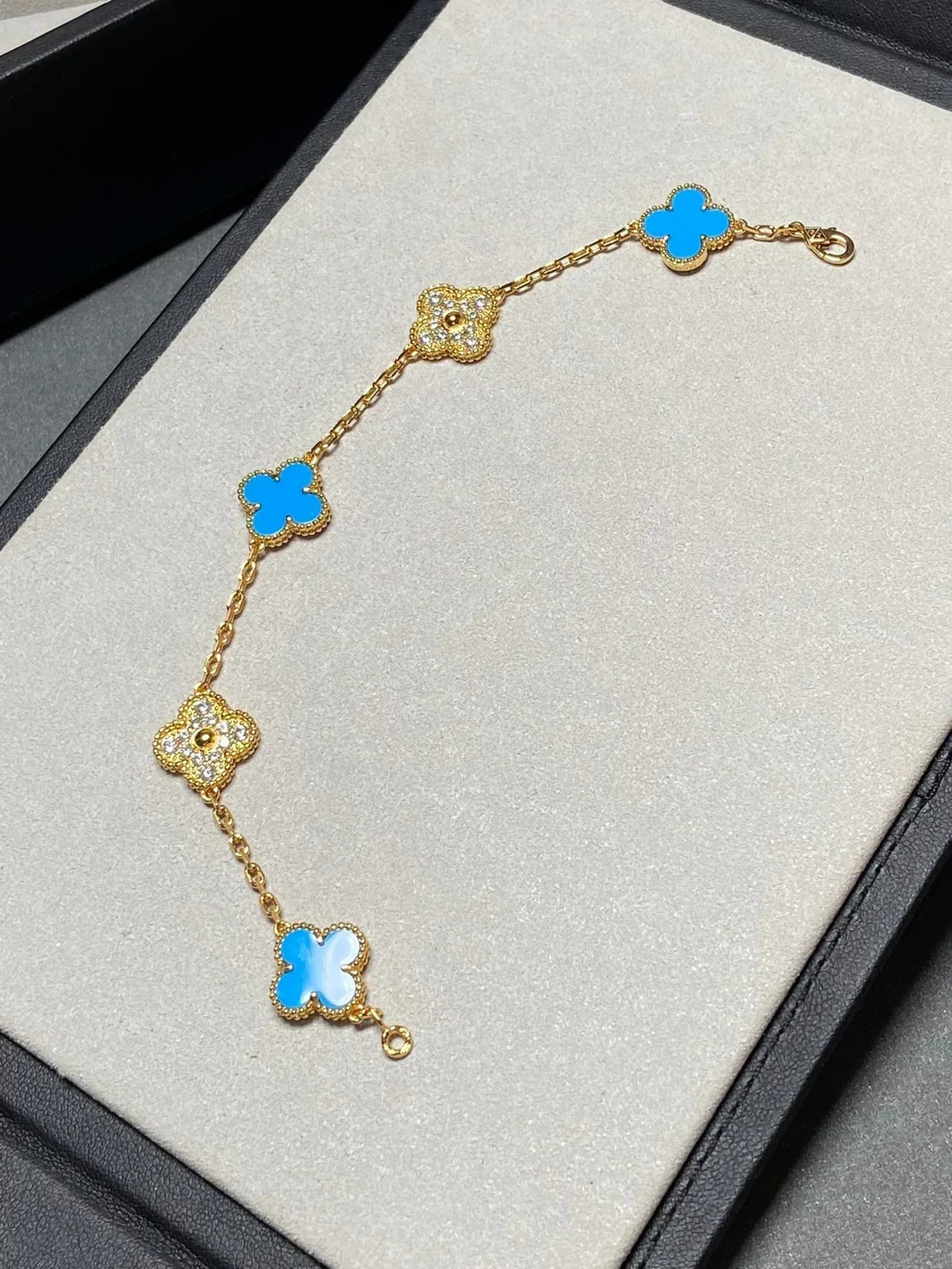 [Veyra Jewelry]New CLOVER 5 MOTIF BLUE AGATE BRACELET COLLECTION