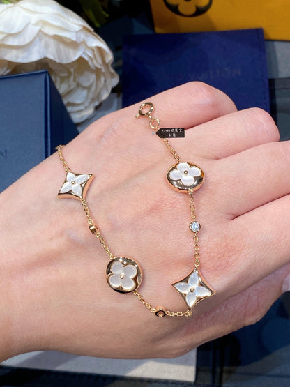 ¡®Veyra Jewelry¡¯STAR AND SUN 4 MOTIF WHITE MOP PINK GOLD BRACELET