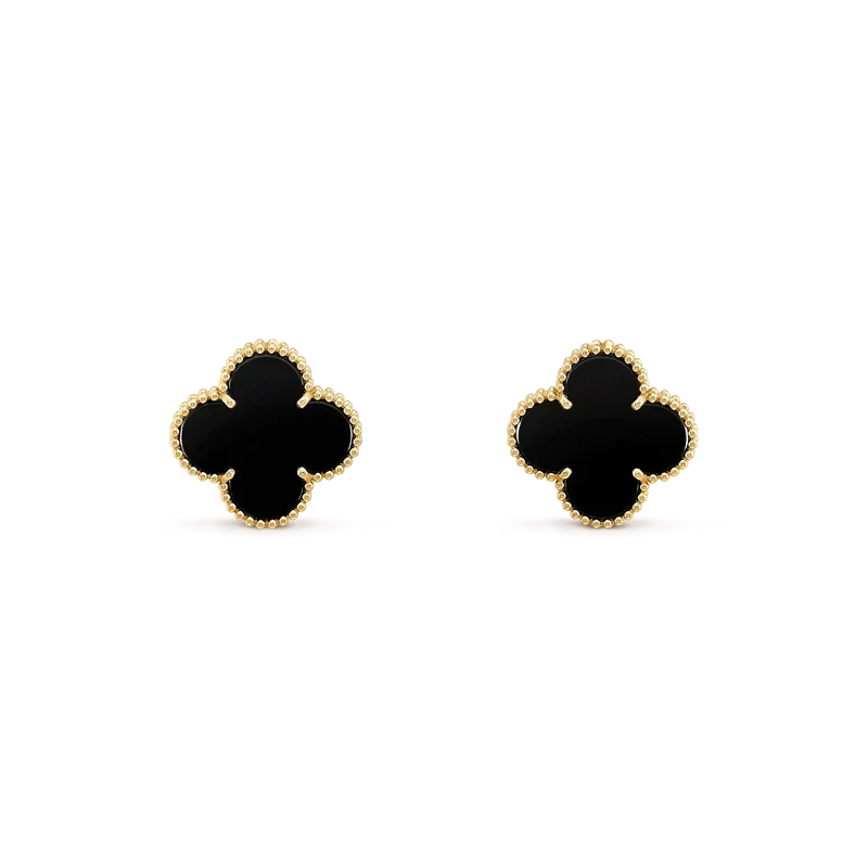 ¡®Veyra Jewelry¡¯CLOVER MEDIUM 1 MOTIFS  ONYX STUD EARRINGS