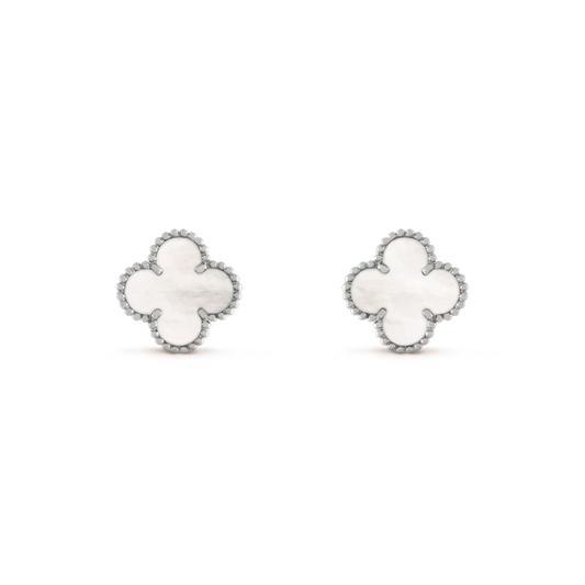 ¡®Veyra Jewelry¡¯CLOVER MEDIUM 1 MOTIFS  WHITE MOP EARRINGS SILVER