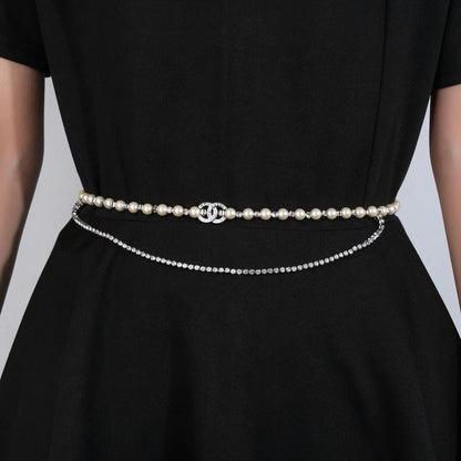 [Veyra Jewelry]Double C Pearl Waist Chain