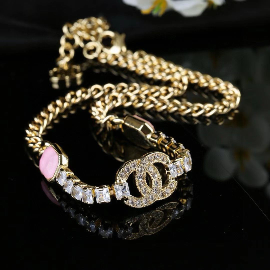 [Veyra Jewelry]Pink Sugar Cube Double CC Crystal Choker