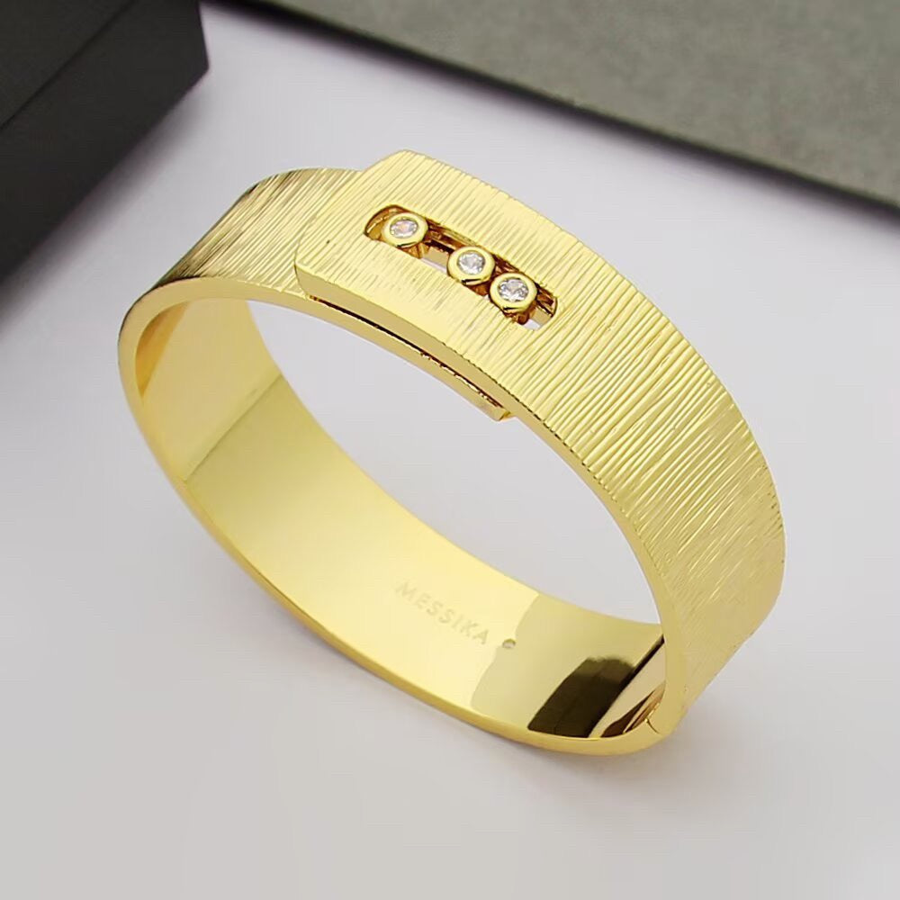 [Veyra Jewelry]Polished Brushed Bangle, Large Engraved Sliding Bangle