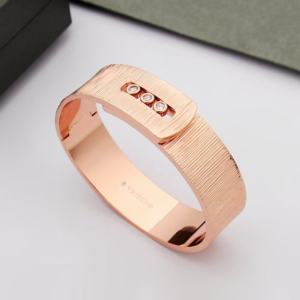 [Veyra Jewelry]Polished Brushed Bangle, Large Engraved Sliding Bangle