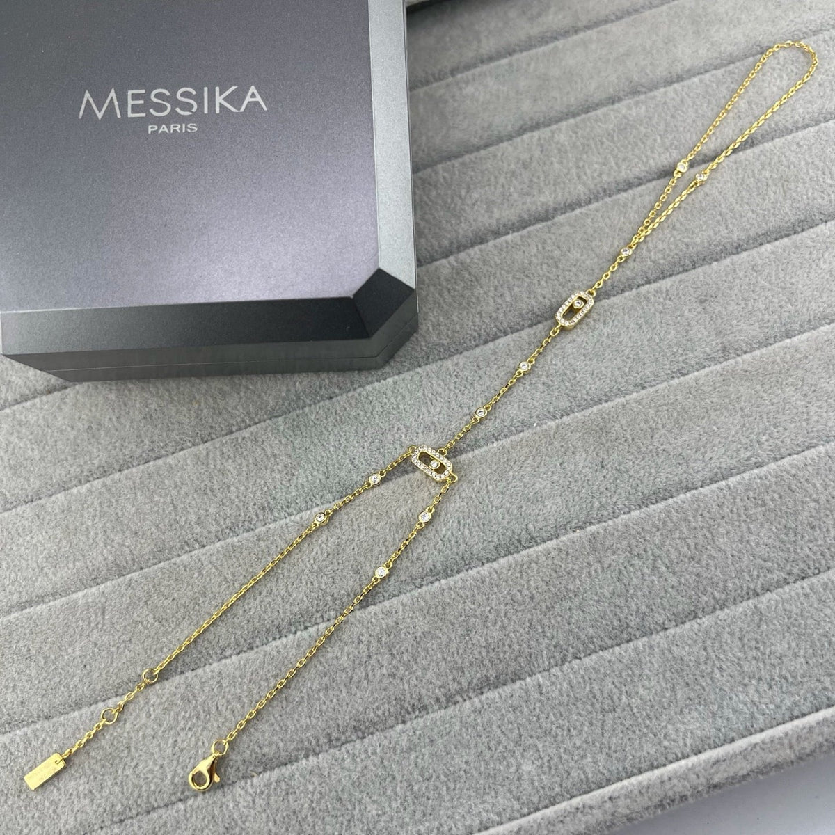 [Veyra Jewelry] Flexible Arm Chain Bracelet with Sliding Diamonds