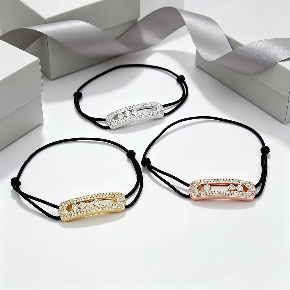 [Veyra Jewelry]Care(Large-4mm) pink cord pavé bracelet