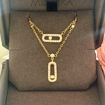 [Veyra Jewelry]MOVE 2 ROW DIAMOND NECKLACE