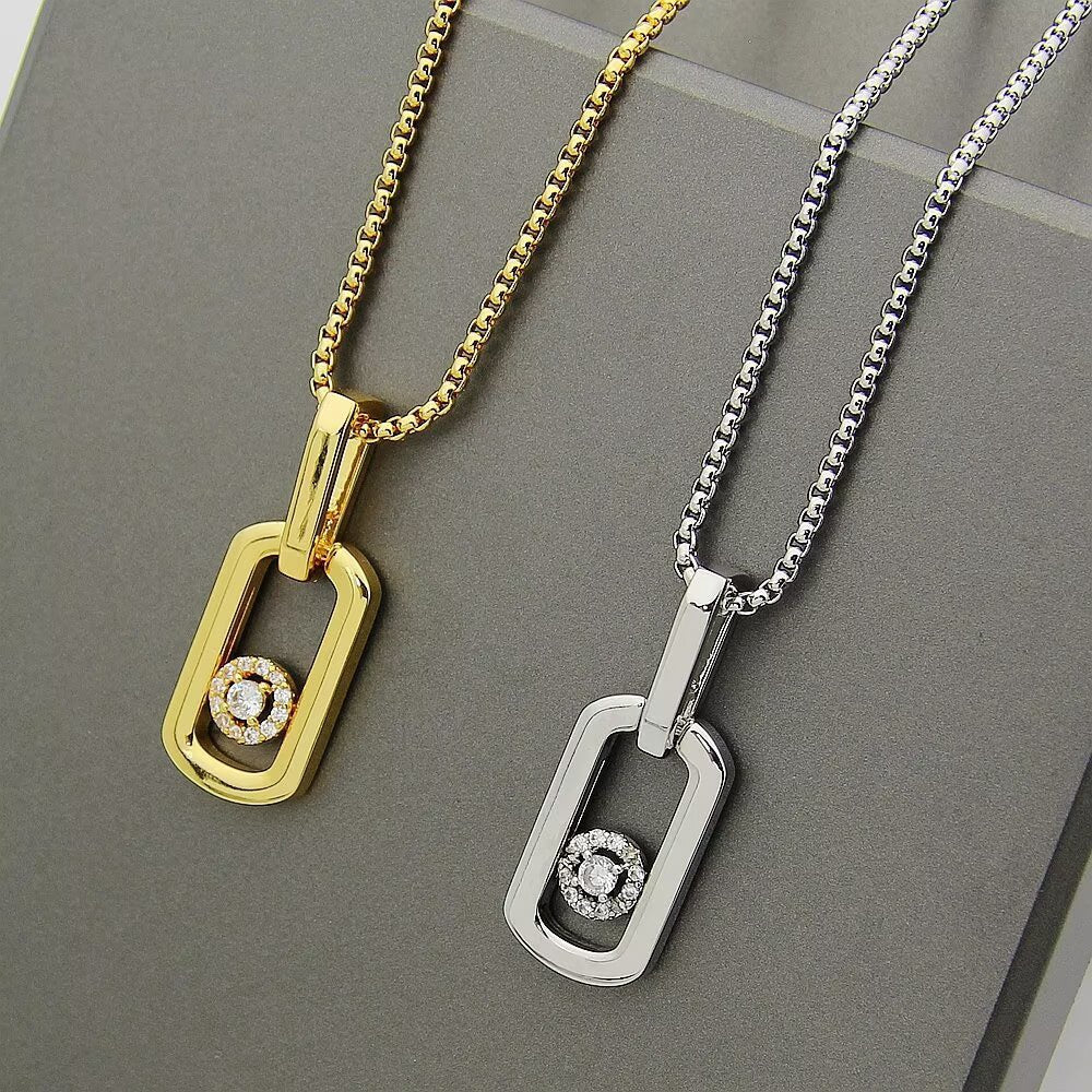 [Veyra Jewelry]So Move Paper‑Clip Sliding Diamond Necklace