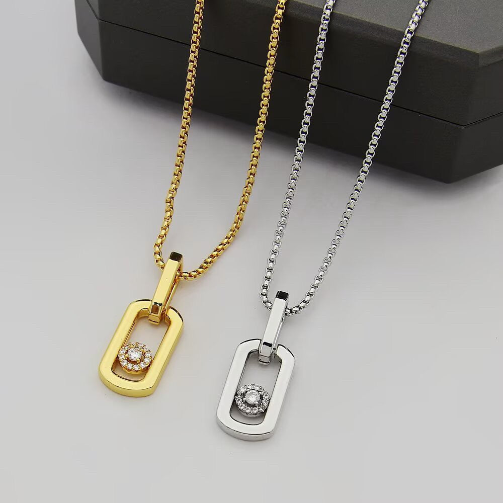 [Veyra Jewelry]So Move Paper‑Clip Sliding Diamond Necklace