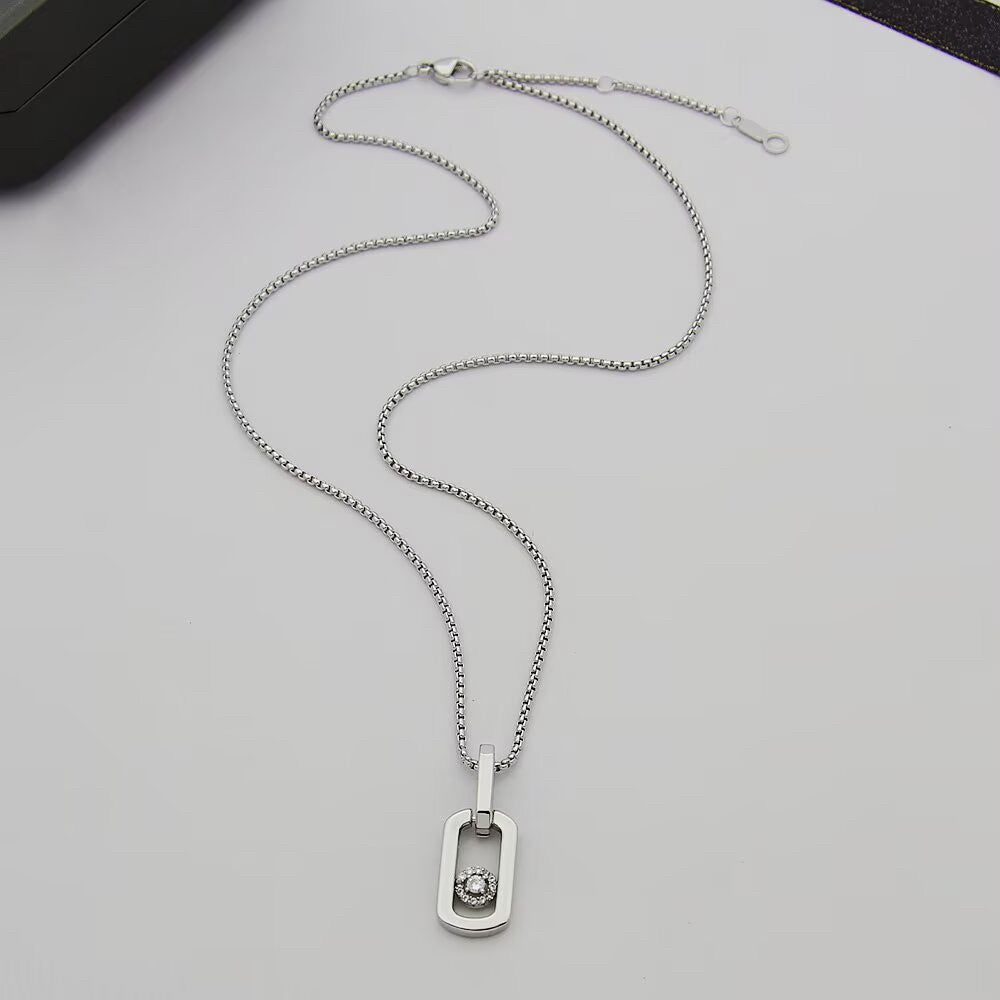 [Veyra Jewelry]So Move Paper‑Clip Sliding Diamond Necklace