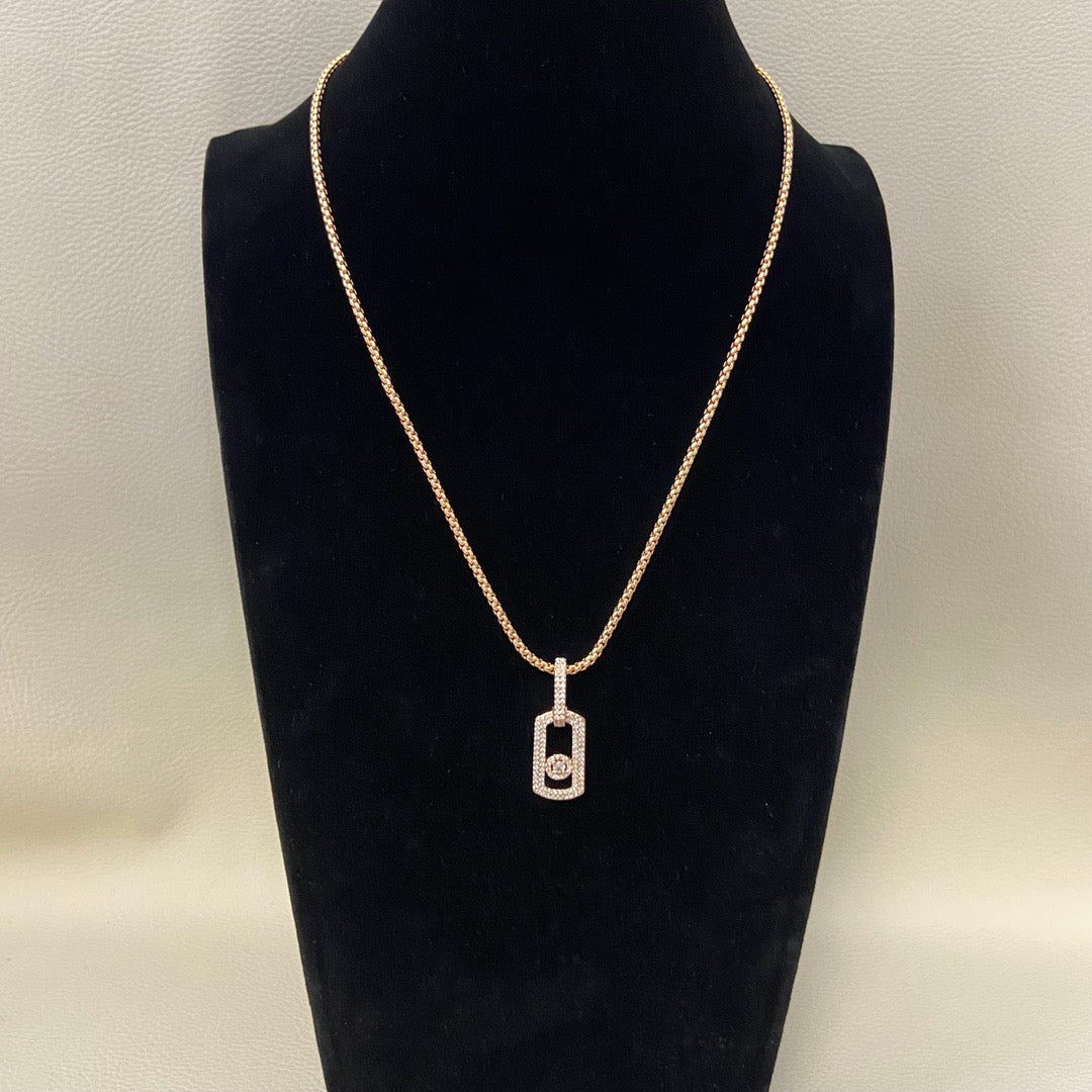 [Veyra Jewelry] So Move Diamond‑Set Paper‑Clip Sliding Necklace