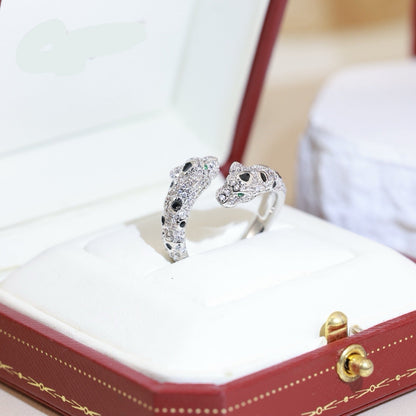 ¡®Veyra Jewelry¡¯Double‑Panther‑Head Full‑Pavé Diamond Open Ring