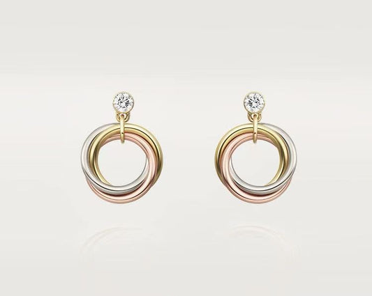 ¡®Veyra Jewelry¡¯Interlocking Three‑Band Diamond Drop Earrings