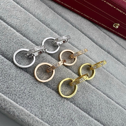 ¡®Veyra Jewelry¡¯LOVE‑Collection Screw‑Motif Half‑Pavé Double‑Hoop Earrings