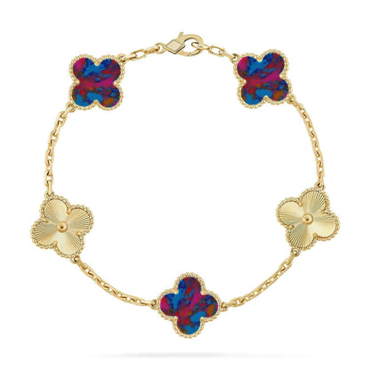 [Veyra Jewelry]New CLOVER 5 MOTIF COLOR GEMSTONES BRACELET COLLECTION