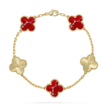 [Veyra Jewelry]New CLOVER 5 MOTIF RED PATTERN BRACELET COLLECTION