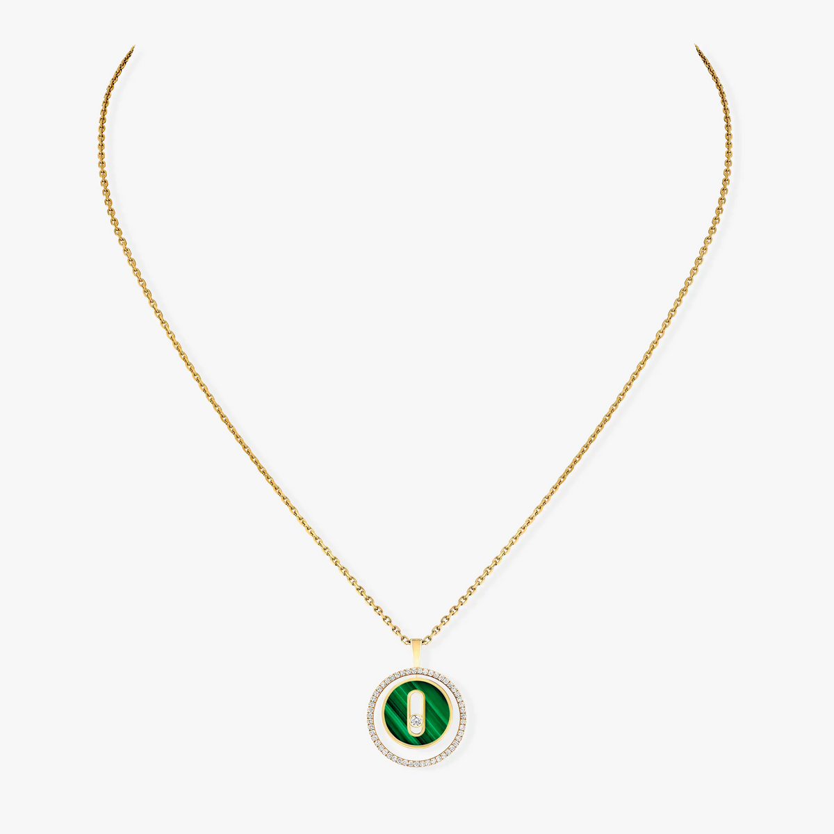 [Veyra Jewelry]LUCKY MOVE 1 DIAMOND MALACHITE GOLD DIAMOND NECKLACE