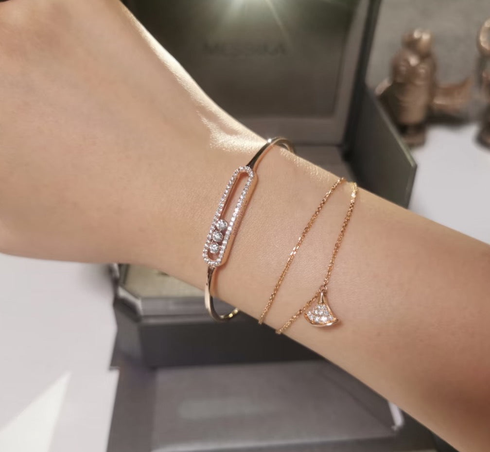 [Veyra Jewelry]Move Pavé Diamond Bangle Bracelet M