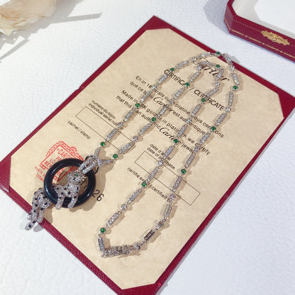 ¡®Veyra Jewelry¡¯Pave Panther Circle Pendant Necklace