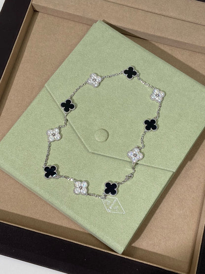 [Veyra Jewelry] Four-Leaf Clover Ten Elements Panda Diamond Silver Necklace