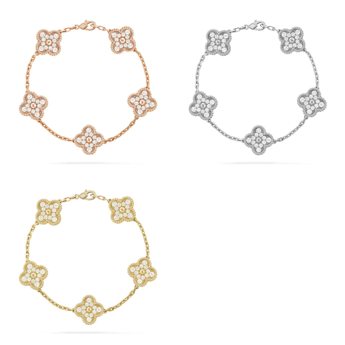 [Veyra Jewelry] New  CLOVER 5 MOTIF FULL DIAMOND BRACELET COLLECTION
