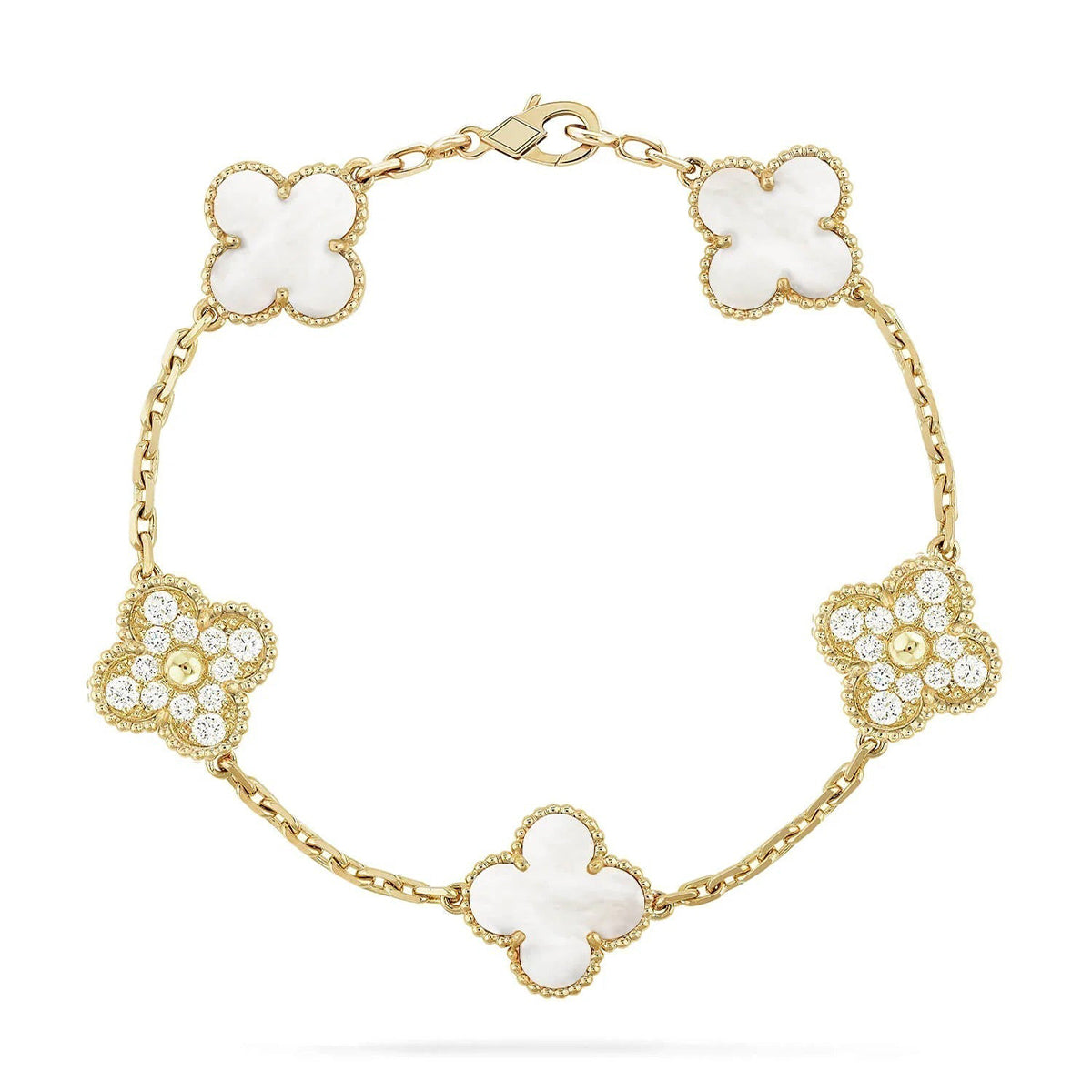 [Veyra Jewelry]New CLOVER WHITE PEARL MOP 5 MOTIF BRACELET COLLECTION