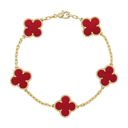 [Veyra Jewelry]New  CLOVER 5 MOTIF RED CORNELIAN BRACELET COLLECTION