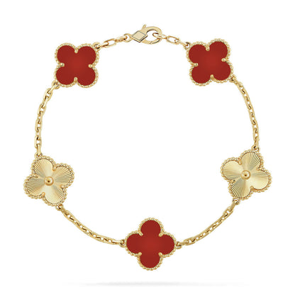 [Veyra Jewelry]New  CLOVER 5 MOTIF RED CORNELIAN BRACELET COLLECTION