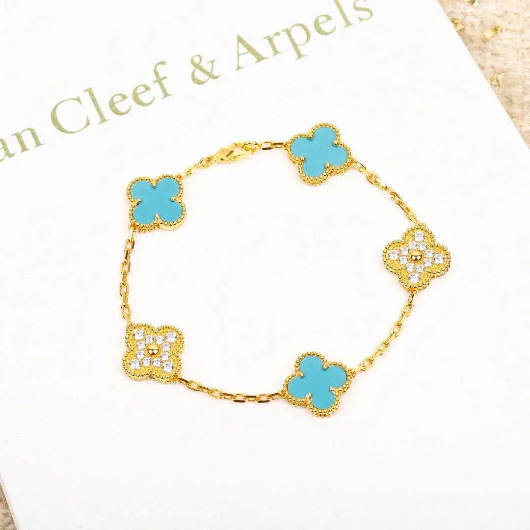 [Veyra Jewelry]New  CLOVER 5 MOTIF TURQUOISE BRACELET COLLECTION