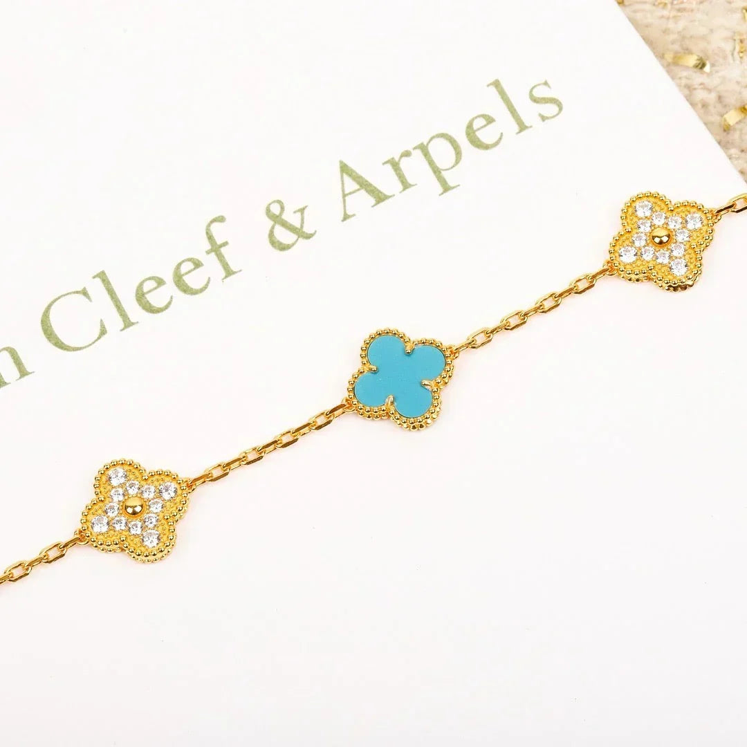 [Veyra Jewelry]New  CLOVER 5 MOTIF TURQUOISE BRACELET COLLECTION