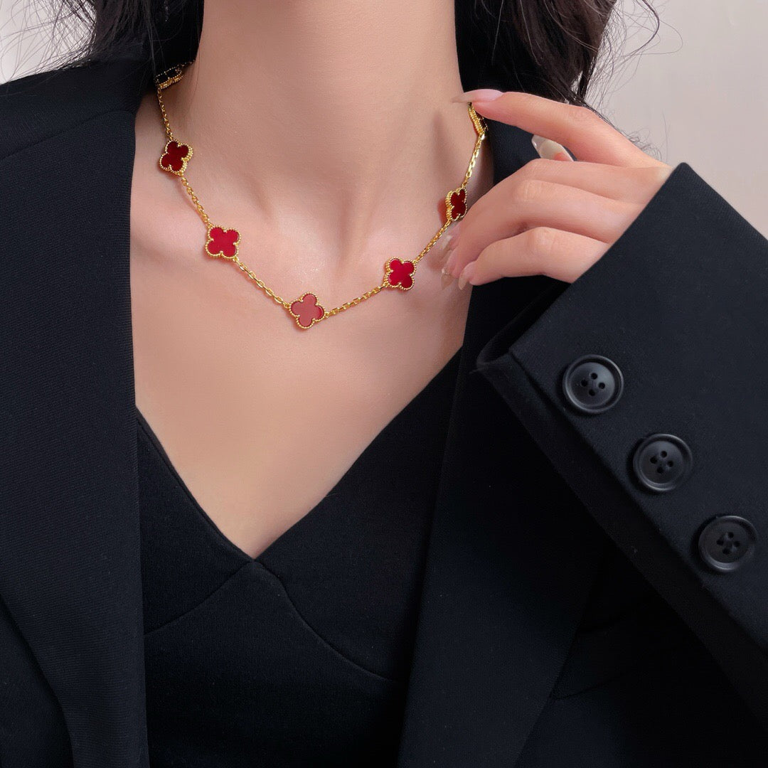 ¡®Veyra Jewelry¡¯CLOVER 10 MOTIFS CARNELIAN NECKLACE
