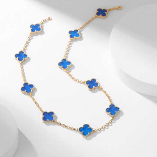 ¡®Veyra Jewelry¡¯CLOVER 10 MOTIFS BLUE AGATE NECKLACE