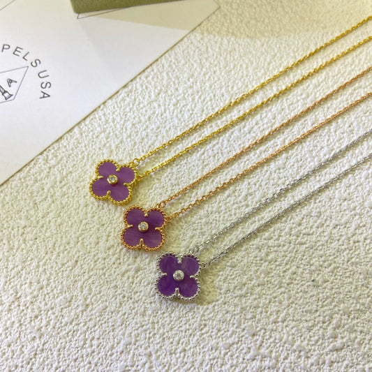 ¡®Veyra Jewelry¡¯CLOVER 15MM DIAMOND  PURPLE VIOLET NECKLACE