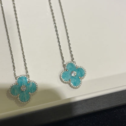 ¡®Veyra Jewelry¡¯CLOVER 15MM DIAMOND SVRES PORCELAIN  NECKLACE SILVER