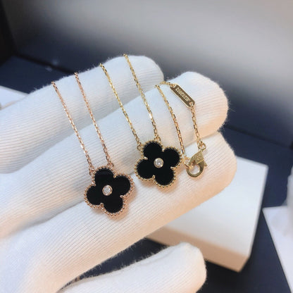 ¡®Veyra Jewelry¡¯CLOVER 15MM DIAMOND ONYX NECKLACE