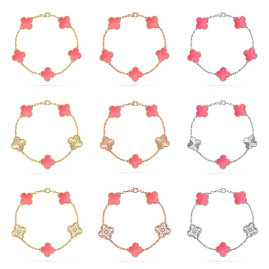 [Veyra Jewelry]New  CLOVER 5 MOTIFS  PINK MOP BRACELET COLLECTION