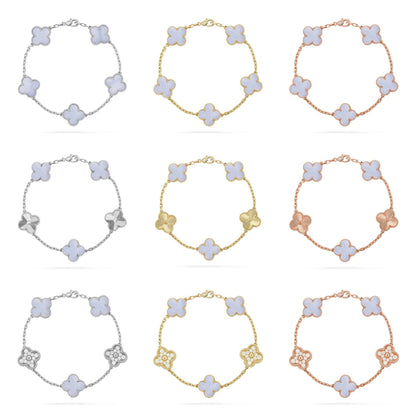 [Veyra Jewelry]New  CLOVER 5 MOTIF PURPLE CHALCEDONY BRACELET COLLECTION